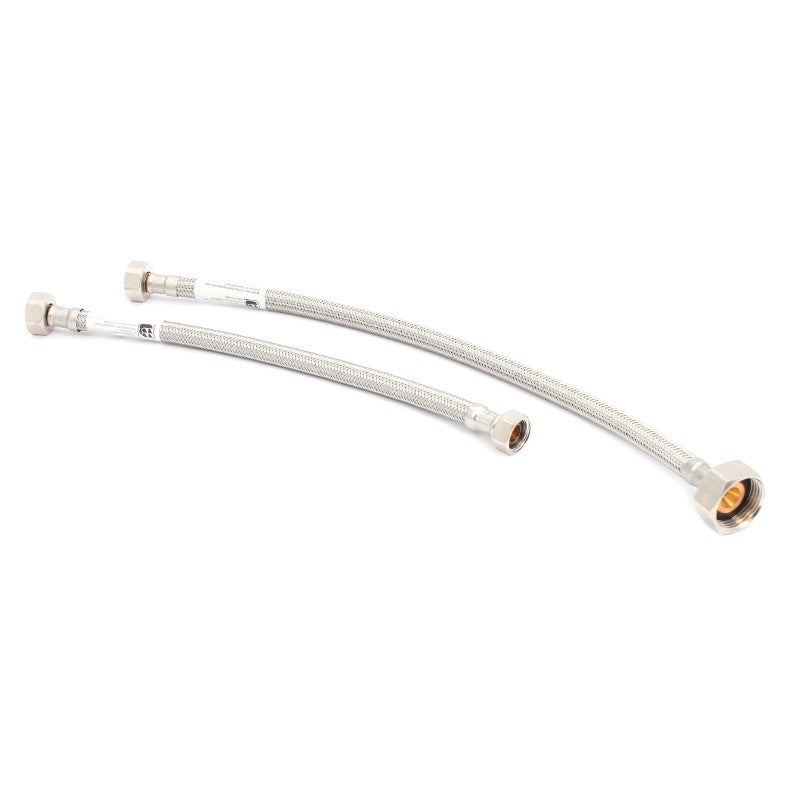 Polinox Tuyau Tressé 1/2 Pouce x 1/2 Pouce 20 CM INOX AISI 304 ITB - Haute Pression Pour Rinçage Et Lave-Linge