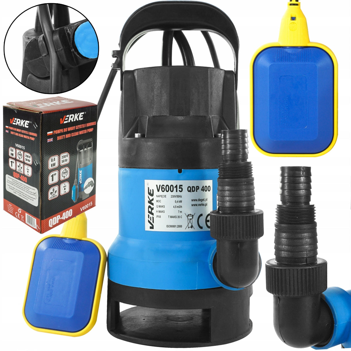 Pompe  submersible vide cave Eaux propre Sales 400 W avec flotteur