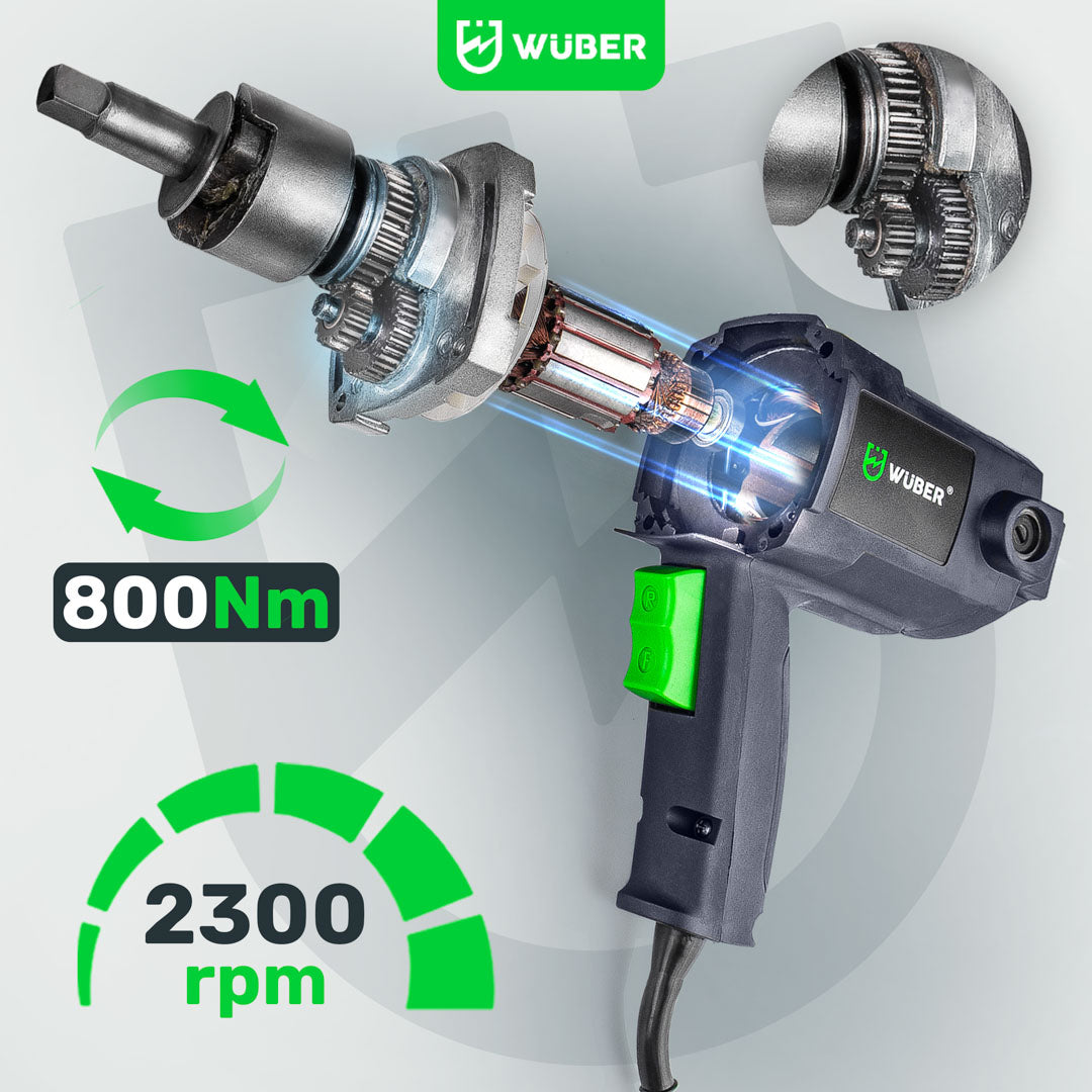 Clé à chocs électrique 1/2" pour roues dans un coffret Wuber