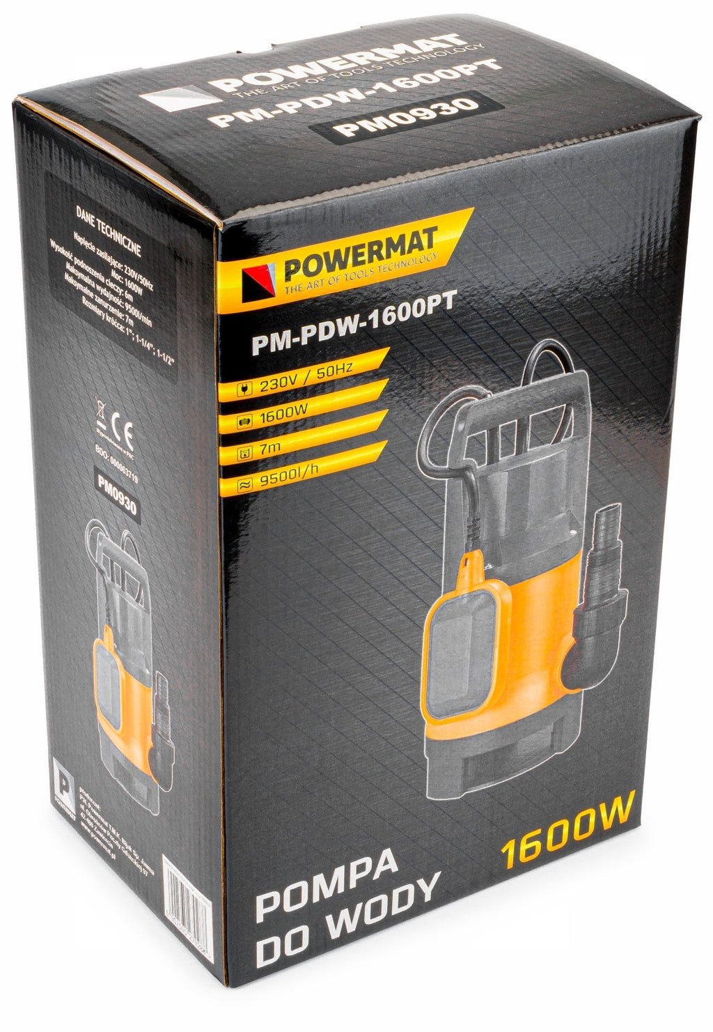 Pompa zatapialna z pływakiem do wody brudnej czystej szamba 1600W PM-PDW-1600PT